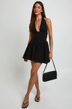 boohoo Robe Patineuse En Bengaline À Encolure Licou Plongeante<Femme Robes Patineuses|Robes