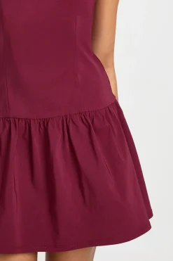 Robe Patineuse en Bengaline à Manches Courtes avec Ourlet à Volants