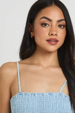 Robe Patineuse En Chambray À Corsage Froncé