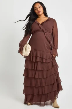 Robe patineuse en chiffon à taille froncée Plus
