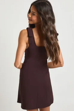 boohoo Robe Patineuse à Encolure Carrée et Bretelles Nouées<Femme Looks Chocolat|Robes Patineuses