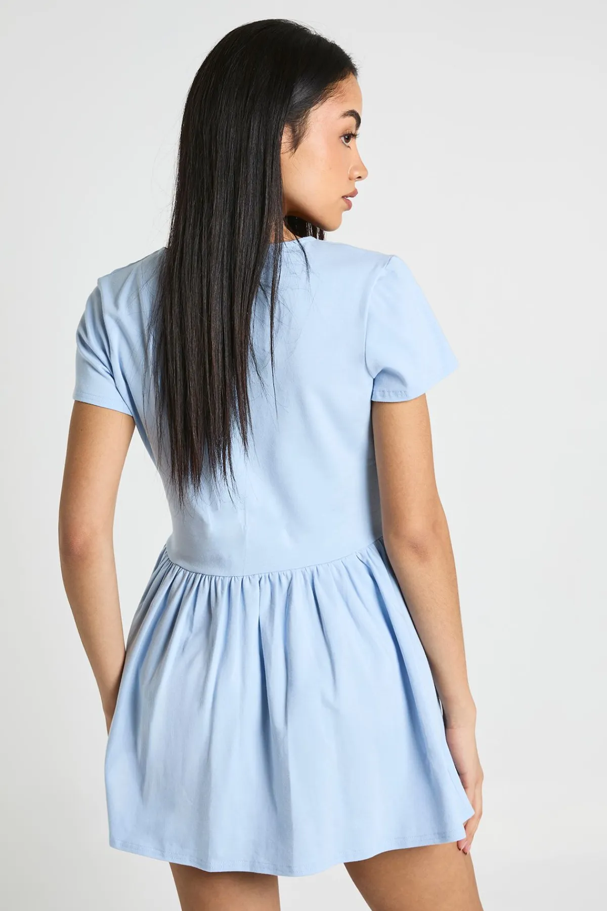 boohoo Robe Patineuse En Coton À Taille Cintrée Et Manches Courtes<Femme Robes Patineuses|Robes