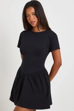 Robe Patineuse En Coton À Taille Cintrée Et Manches Courtes
