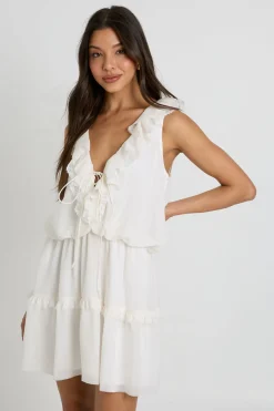 Robe Patineuse En Mousseline À Détails Volantés