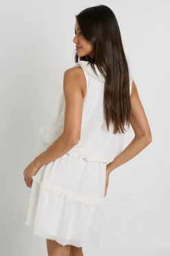 Robe Patineuse En Mousseline À Détails Volantés