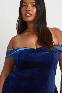 Robe patineuse en velours contrasté Plus