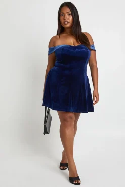 Robe patineuse en velours contrasté Plus