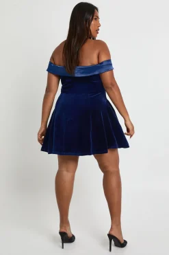 Robe patineuse en velours contrasté Plus
