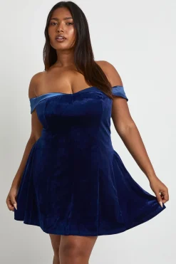 Robe patineuse en velours contrasté Plus