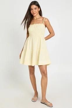 boohoo Robe Patineuse Froncée Aspect Lin<Femme Robes Patineuses|Robes