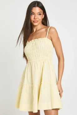 boohoo Robe Patineuse Froncée Aspect Lin<Femme Robes Patineuses|Robes