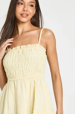 boohoo Robe Patineuse Froncée Aspect Lin<Femme Robes Patineuses|Robes