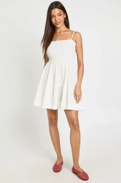 boohoo Robe Patineuse Froncée Aspect Lin<Femme Robes Patineuses|Robes