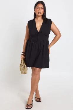 boohoo Robe Patineuse Grande Taille À Décolleté Plongeant En Bengaline<Femme Robes Patineuses|Robes