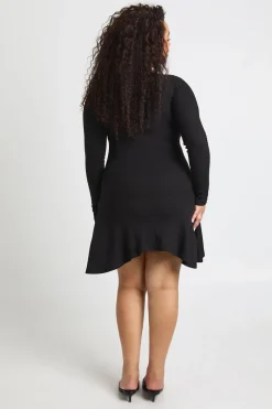 Robe Patineuse Grande Taille Côtelée à Ourlet Asymétrique