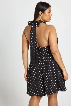 Robe Patineuse Grande Taille À Pois Avec Col Bénitier