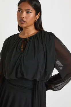 boohoo Robe Patineuse Grande Taille à Nœud Devant et Ourlet Asymétrique<Femme Robes Patineuses|Robes À Manches Longues