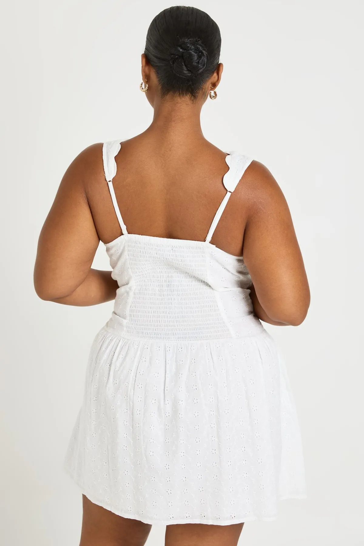 boohoo Robe Patineuse Grande Taille À Corsage Broderie Anglaise Et Encolure Festonnée<Femme Robes Corset|Robes Patineuses