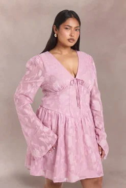 boohoo Robe Patineuse Grande Taille Jacquard à Détail Corset<Femme Robes Corset|Robes Patineuses