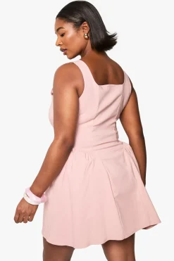 boohoo Robe patineuse grande taille à encolure carrée et froncée<Femme Robes Patineuses|Robes