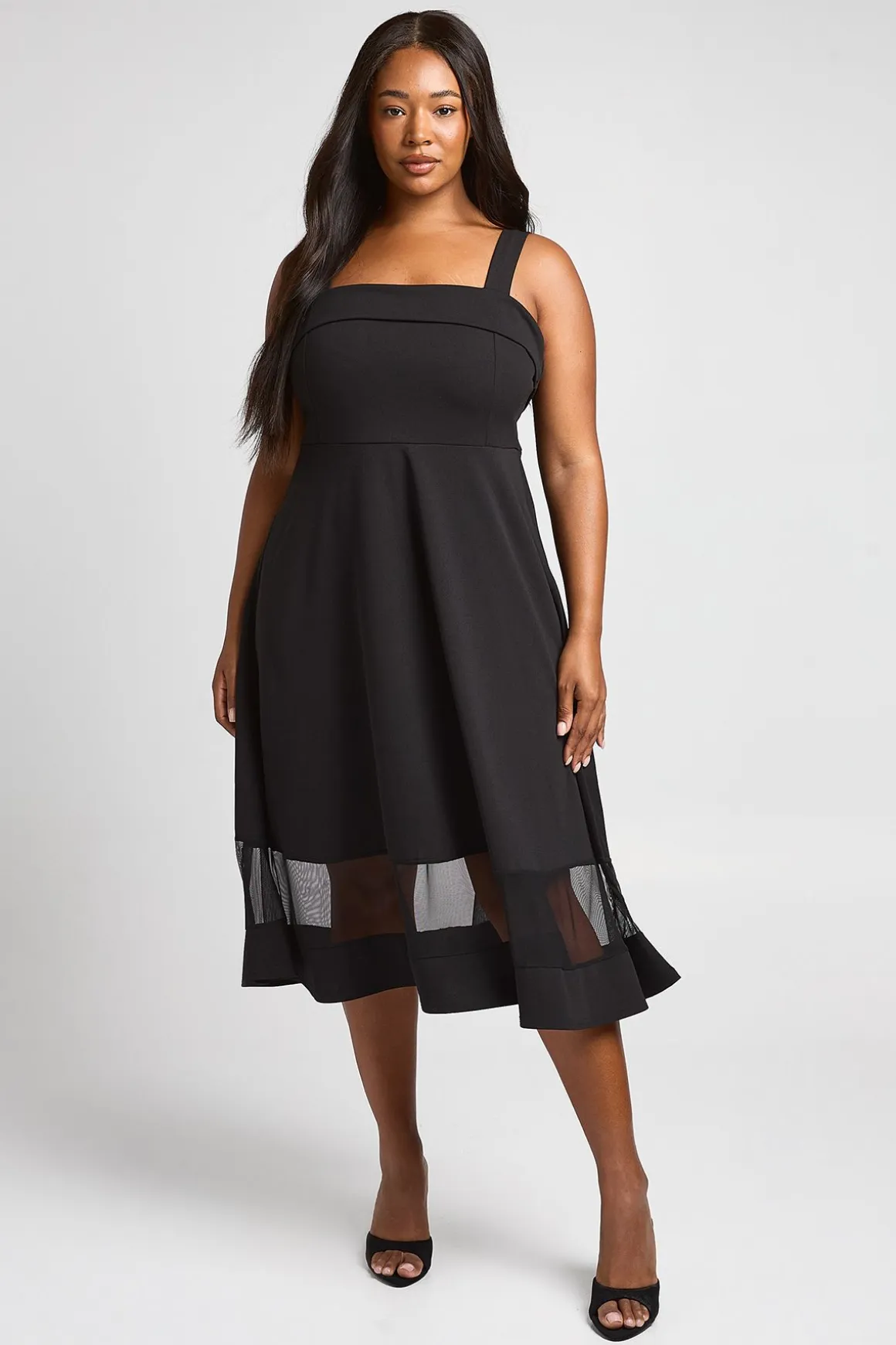 Robe Patineuse Grande Taille À Encolure Carrée