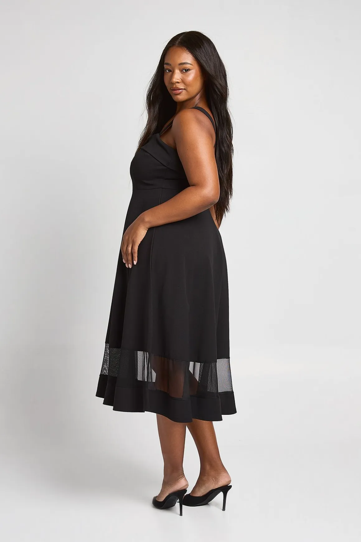 Robe Patineuse Grande Taille À Encolure Carrée