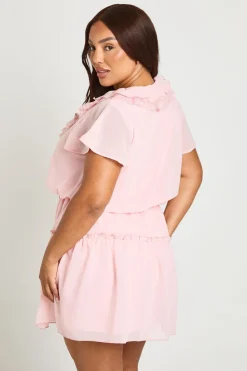 boohoo Robe Patineuse Grande Taille En Mousseline À Volants<Femme Toutes Les Robes|Robes Patineuses