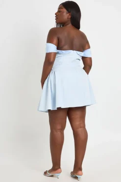 Robe Patineuse Grande Taille À Épaules Dénudées Style Bardot
