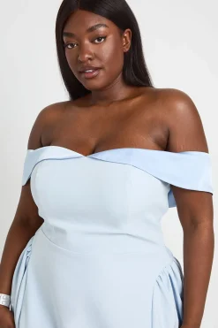 Robe Patineuse Grande Taille À Épaules Dénudées Style Bardot