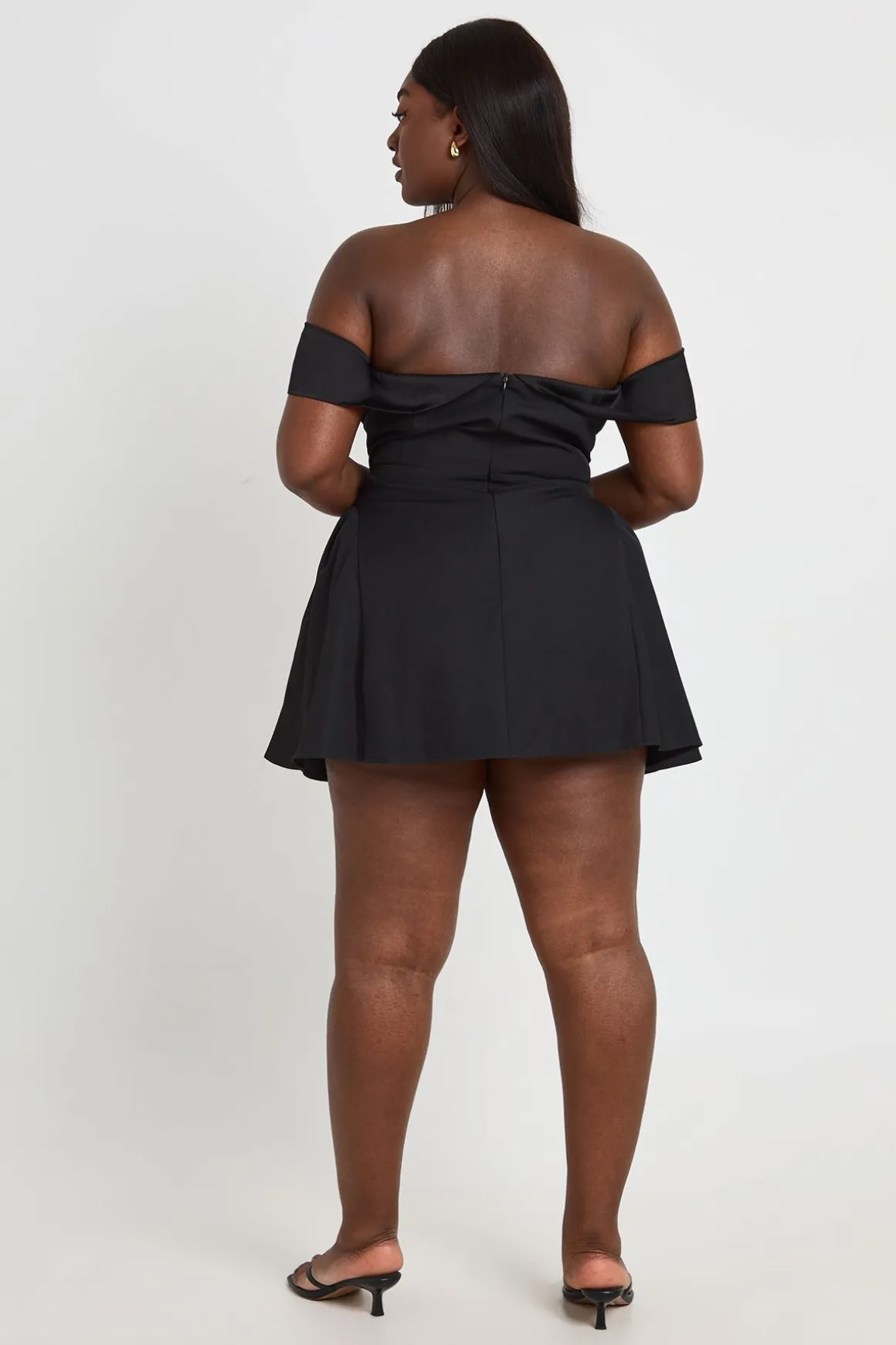 Robe Patineuse Grande Taille À Épaules Dénudées Style Bardot