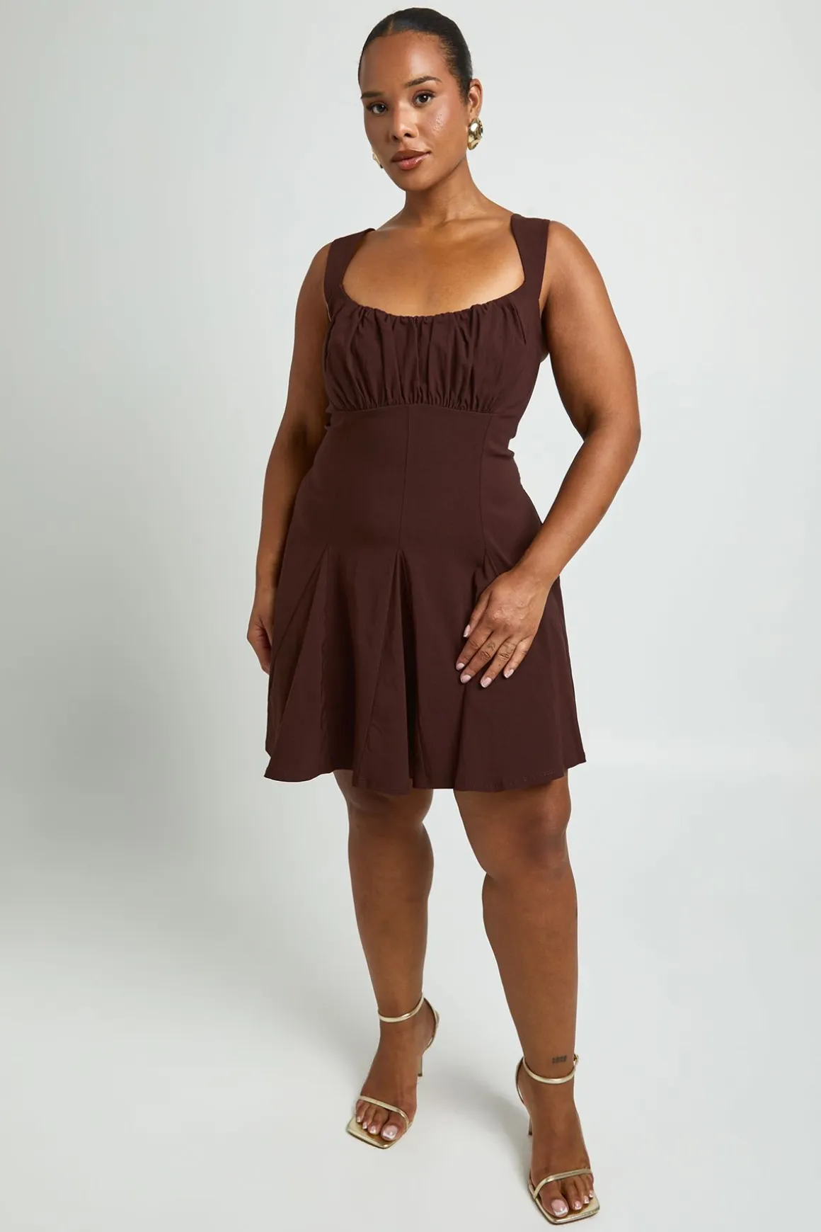 Robe Patineuse Grande Taille À Buste Froncé