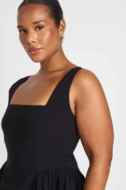Robe Patineuse Grande Taille À Encolure Carrée Froncée