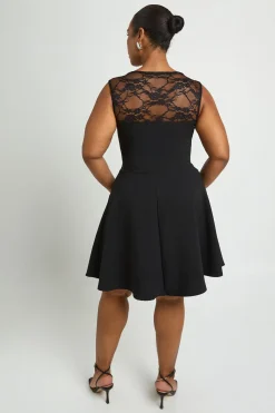Robe Patineuse Grande Taille Avec Empiècements En Dentelle