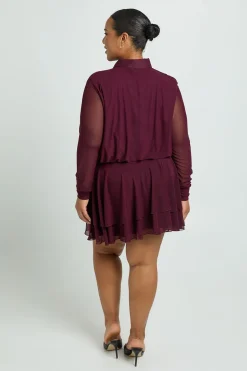 Robe Patineuse Grande Taille à Col et Ourlet Asymétrique