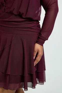 Robe Patineuse Grande Taille à Col et Ourlet Asymétrique