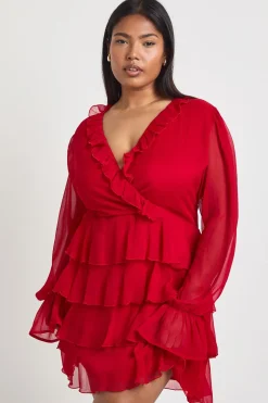 Robe Patineuse Grande Taille à Volants Portefeuille