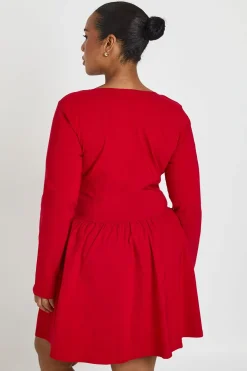Robe Patineuse Grande Taille À Manches Longues En Bengaline Avec Corset