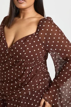 Robe Patineuse Grande Taille à Pois en Mousseline avec Godets
