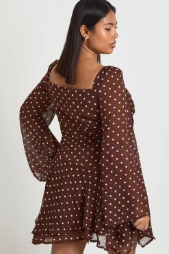 Robe Patineuse Grande Taille à Pois en Mousseline avec Godets