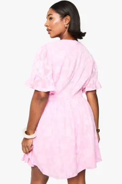 Robe patineuse grande taille Burnout Floral à manches d’ange