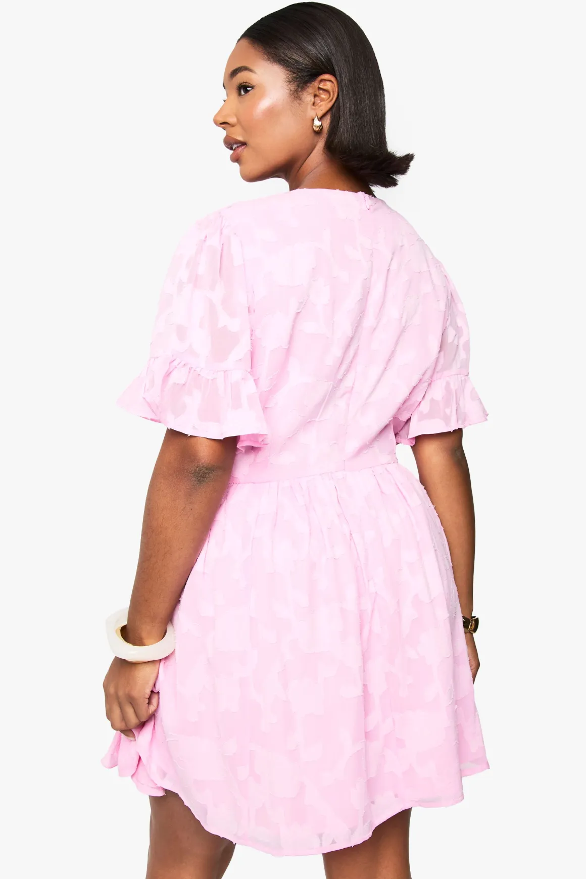 Robe patineuse grande taille Burnout Floral à manches d’ange
