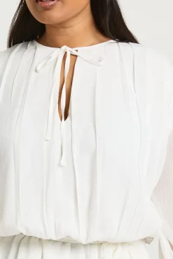 boohoo Robe Patineuse Grande Taille en Mousseline à Volants Blouson avec Ceinture Nouée<Femme Robes Patineuses|Robes À Manches Longues