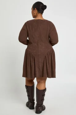 Robe Patineuse Grande Taille en Velours Côtelé Style Fermière