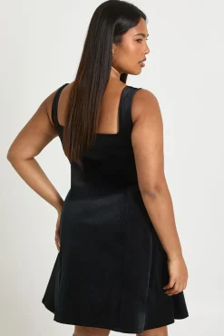 Robe Patineuse Grande Taille en Velours à Encolure Carrée