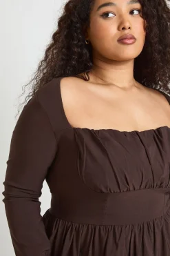 Robe Patineuse Grande Taille à Manches Longues et Bustier en Bengaline