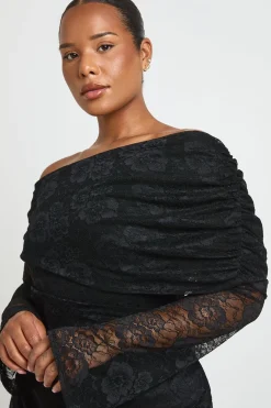 Robe Patineuse Grande Taille En Dentelle Asymétrique À Épaules Dénudées