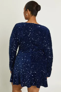 Robe Patineuse Grande Taille à Décolleté Cœur et Manches Longues