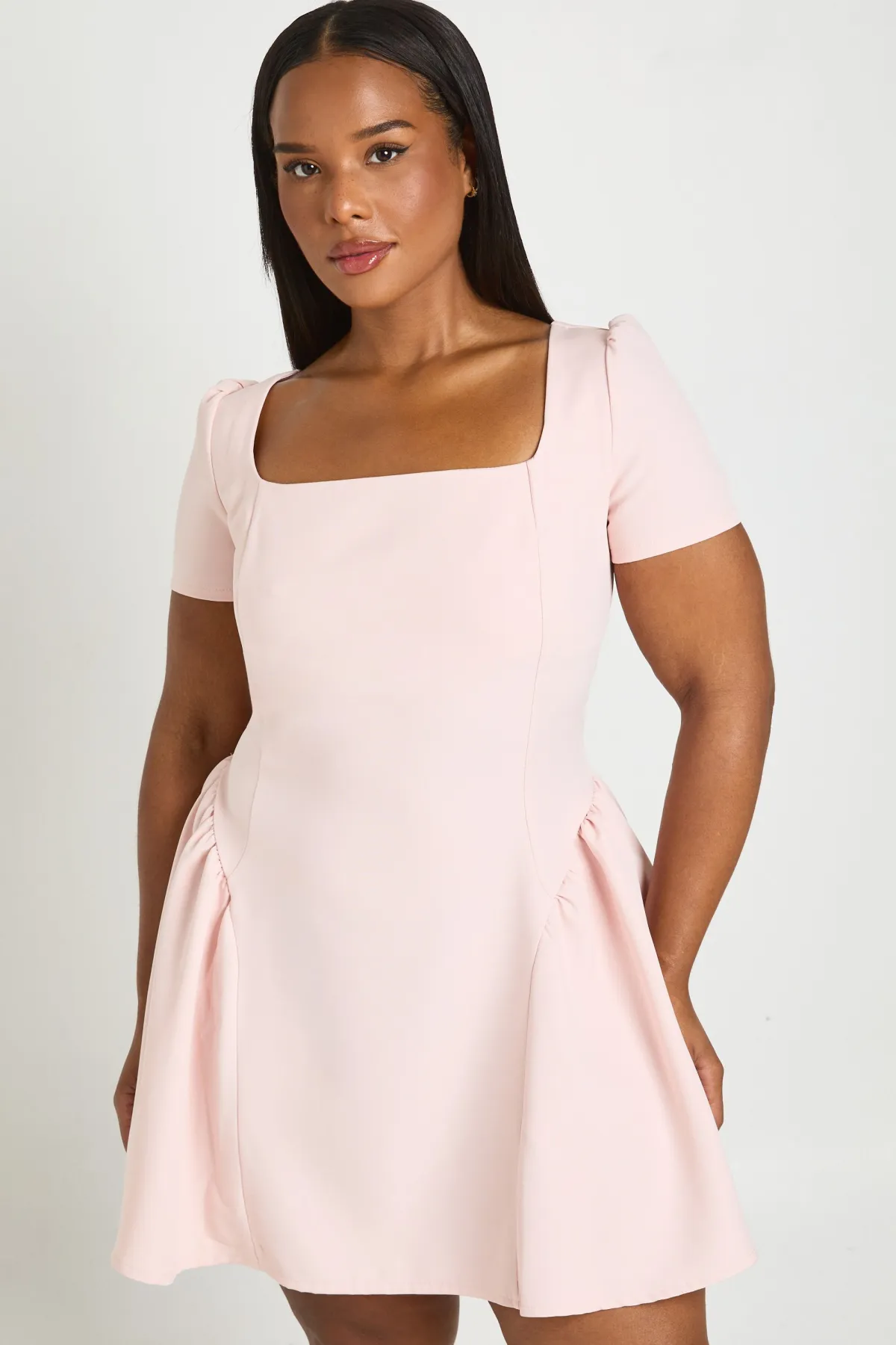 boohoo Robe Patineuse Grande Taille À Manches Bouffantes<Femme Robes Patineuses|Robes