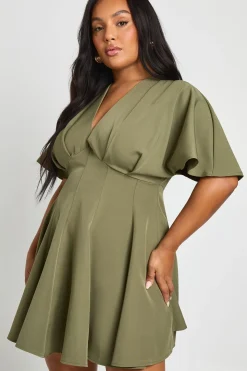 Robe patineuse à jupe plissée Plus