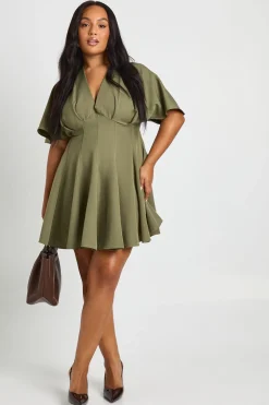 Robe patineuse à jupe plissée Plus